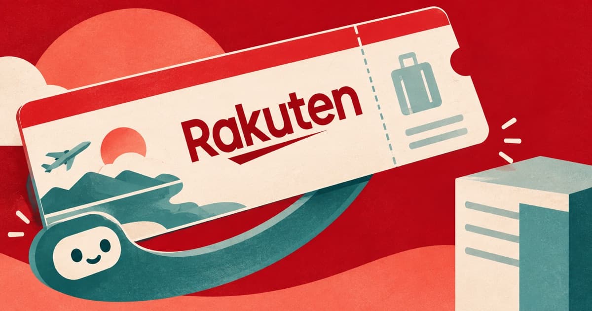 Editorial illustration for Rakuten (RKUNY): AI Travel Orders Average 13% Higher