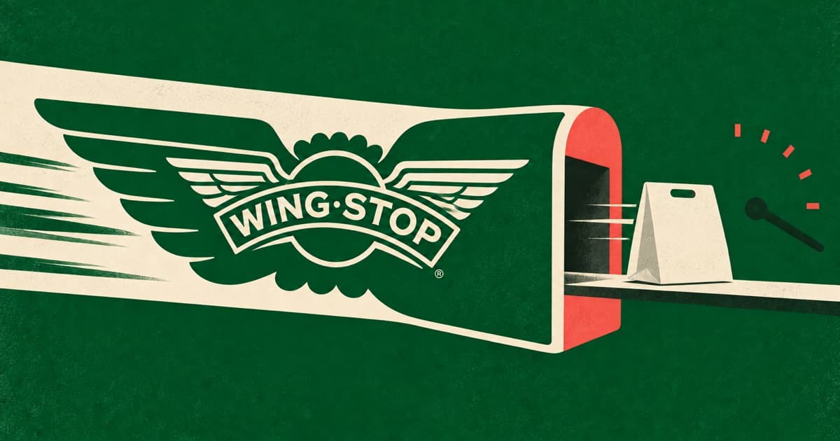 Editorial illustration for Wingstop AI Kitchen Cuts Delivery Times About 15%