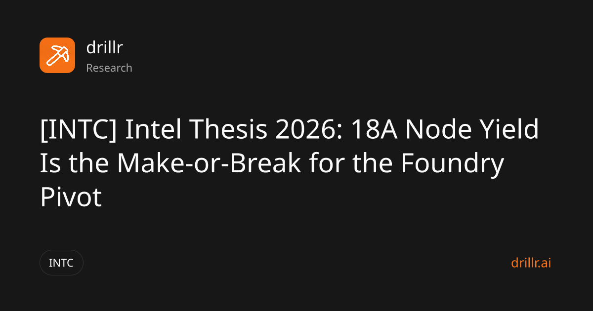 [INTC] Intel Thesis 2026: 18A Node Yield Is the Make-or-Break for the ...